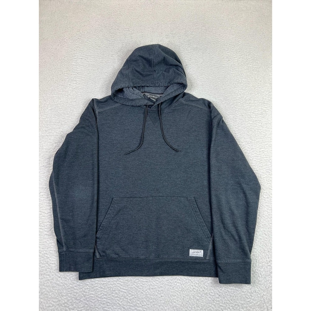 Eddie Bauer Hoodie Mens Medium Gray Heather Pullover Kangaroo Pocket Drawstring
